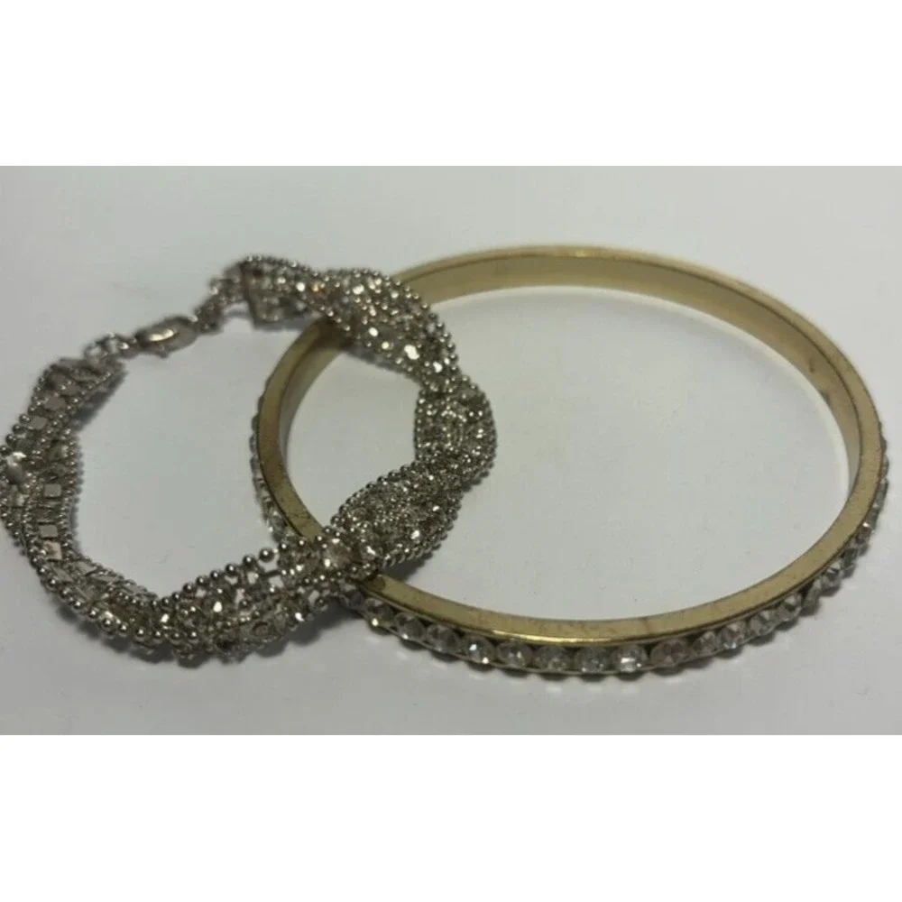 Bracelet Lot Statements Rhinestone and Metal Sparkly‎ Glam